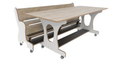 Hoogzit tafel L180 x B80 cm wit grey craft oak met 1 bank Tangara Groothandel voor de Kinderopvang Kinderdagverblijfinrichtin
